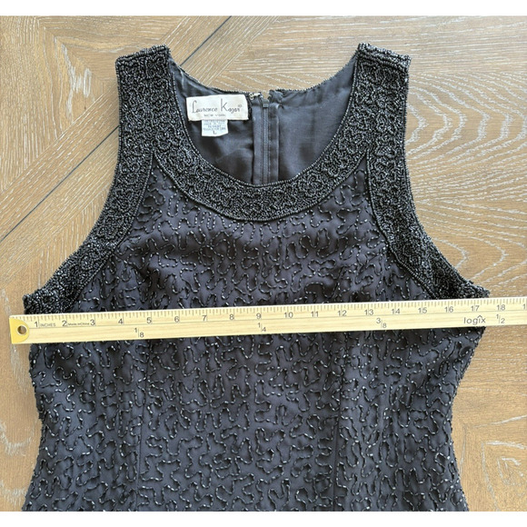 Vintage Lawrence Kazar Beaded Black Dress Size Large Y2K Sleeveless - Picture 9 of 9